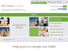 Tablet Screenshot of elmtreessurgery.nhs.uk